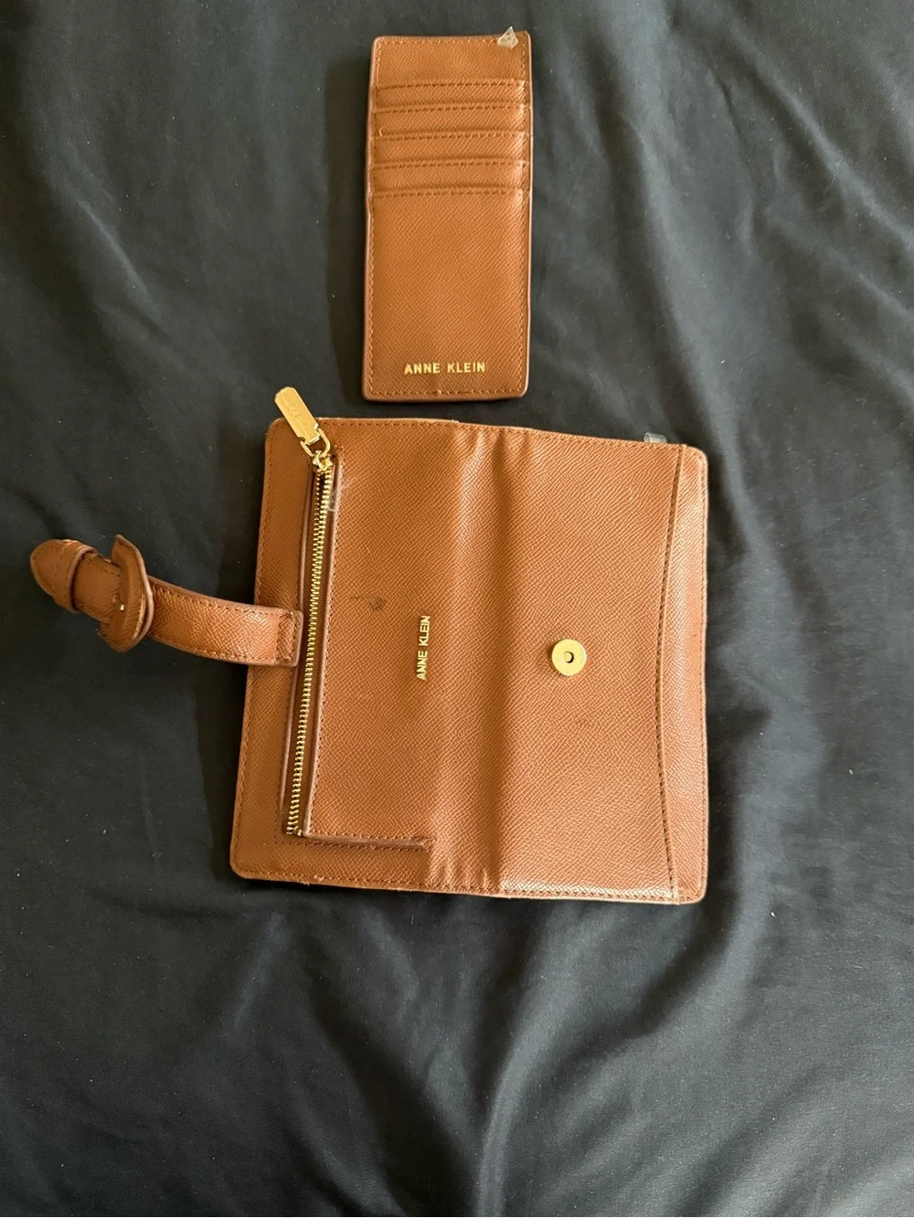 Anne Klein Brown and Cream Leather Card Set